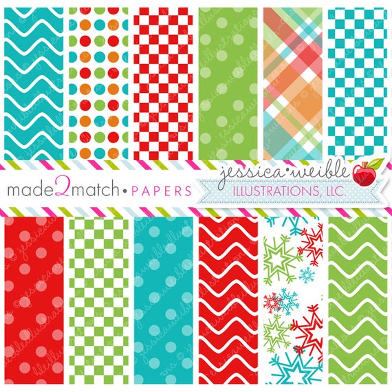 Jolly Frosty Fun Cute Digital Papers - Commercial Use OK - Christmas Backgrounds, Christmas Papers, Digital Paper Il_570xn