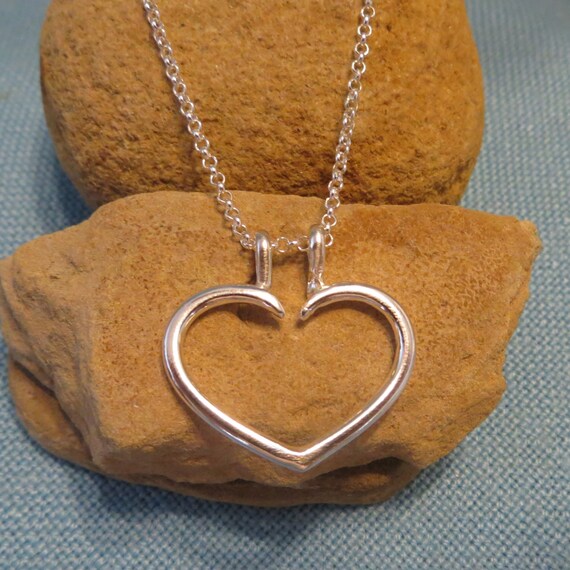 Ring Holder Necklace Heart Charm Pendant Fine Sterling Silver
