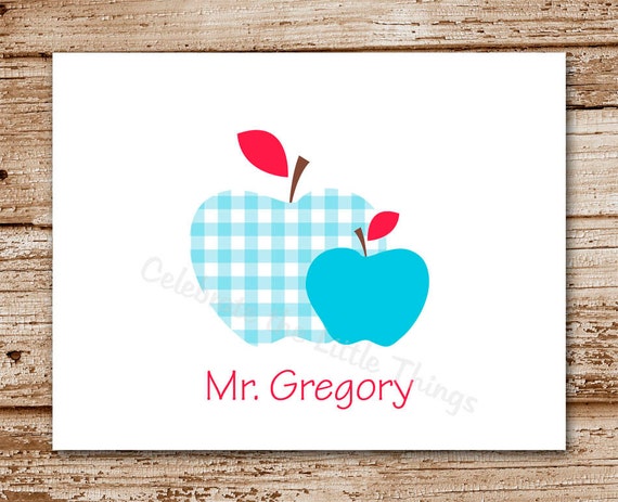 Set of 8 Apple Note Cards Notecards, Notecards, Stationery | Teacher Gift | Personalized | School, Fruit | Color Choices Il_570xn