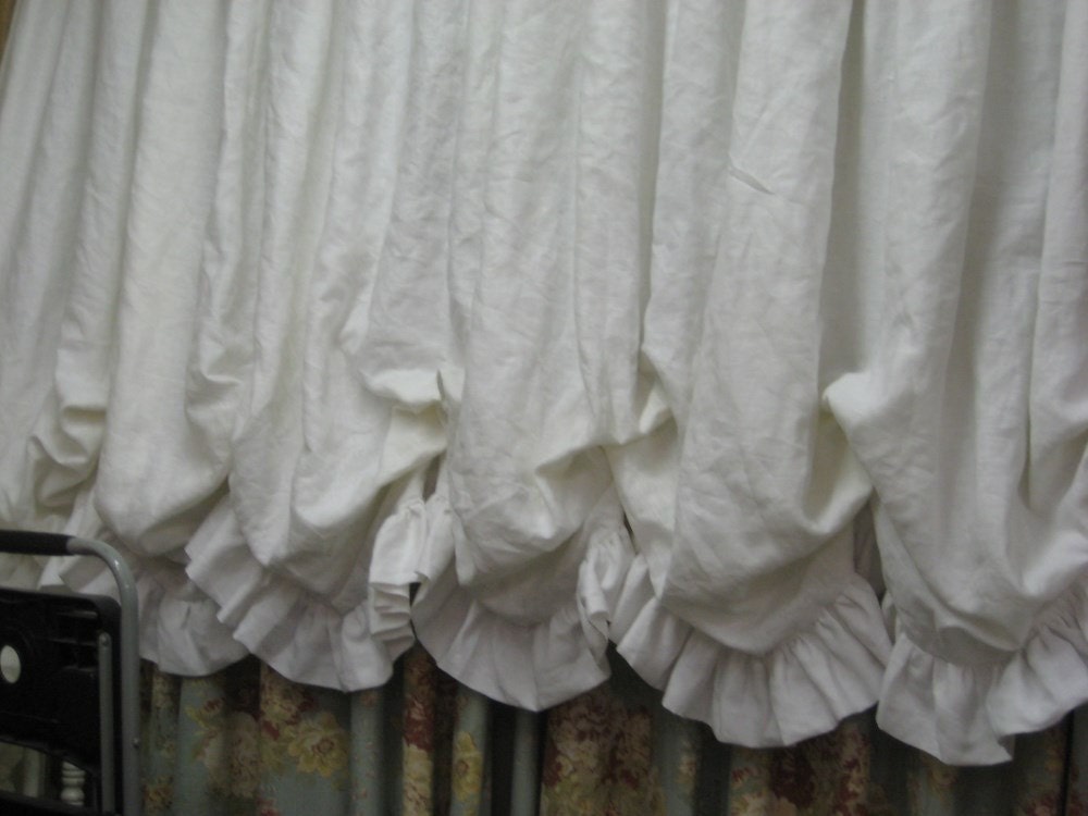 Functional Ruffled Balloon Shade White Linen Ruffled Balloon