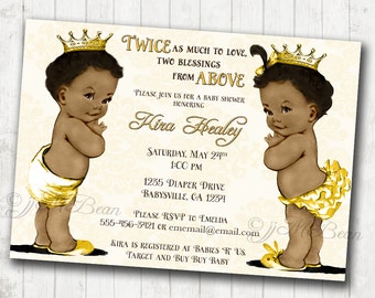 Boy and Girl Twins African American Twins Baby Shower Invitation For ...