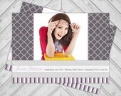 Girls 2014 High School Graduation Announcement, Senior, College Graduate Photo Card, Purple and Gray, Printable or Printing Available (1309) Il_170x135