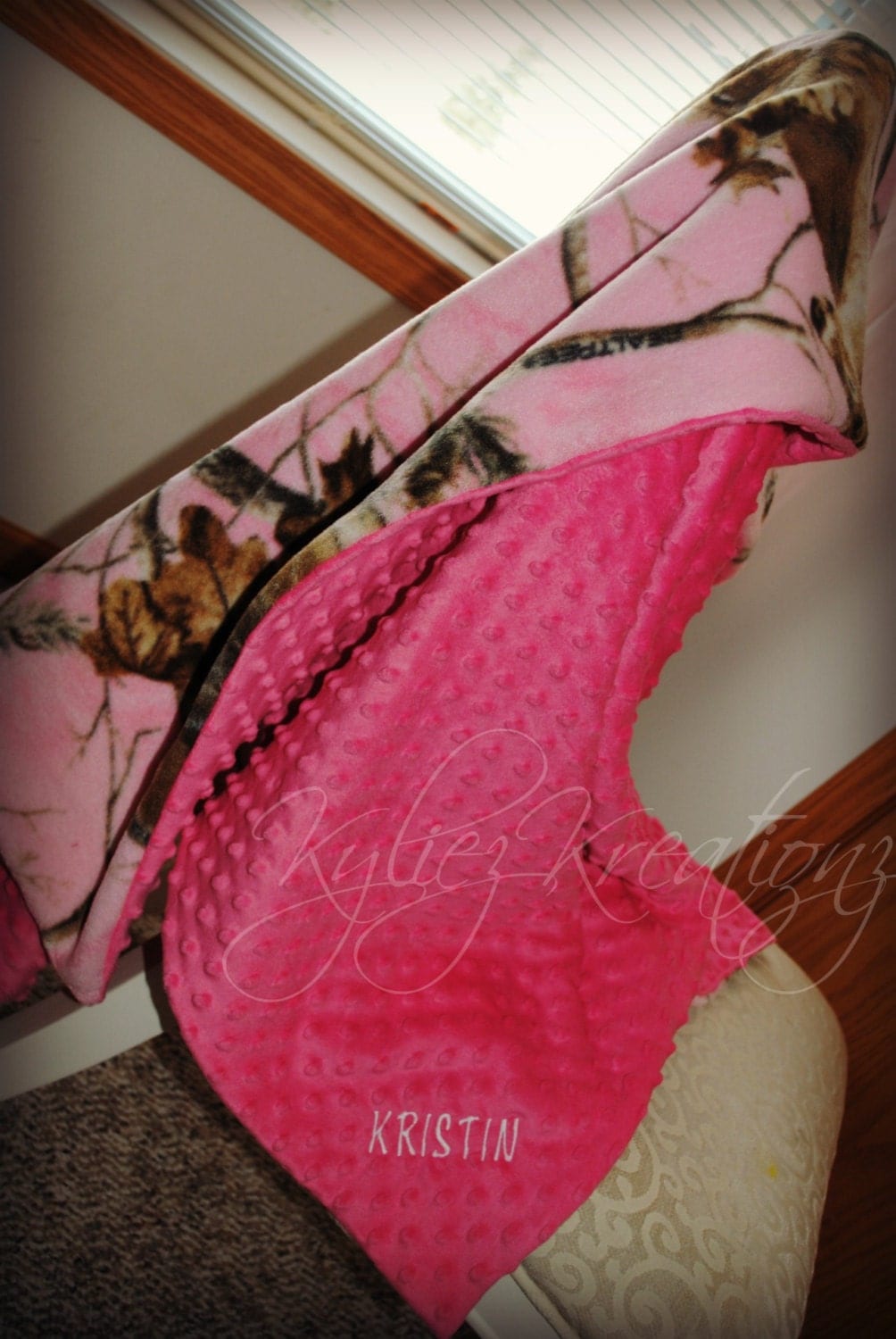 Pink Hunting Camo Blanket Custom Personalized