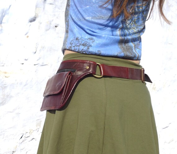 Utility Belt Leather Belt Bag Hip Bag Pocket Belt in Chestnut