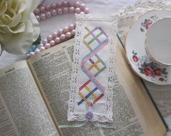 Victorian Lace Spiral Cross Stitch Book Mark-Free Shipping