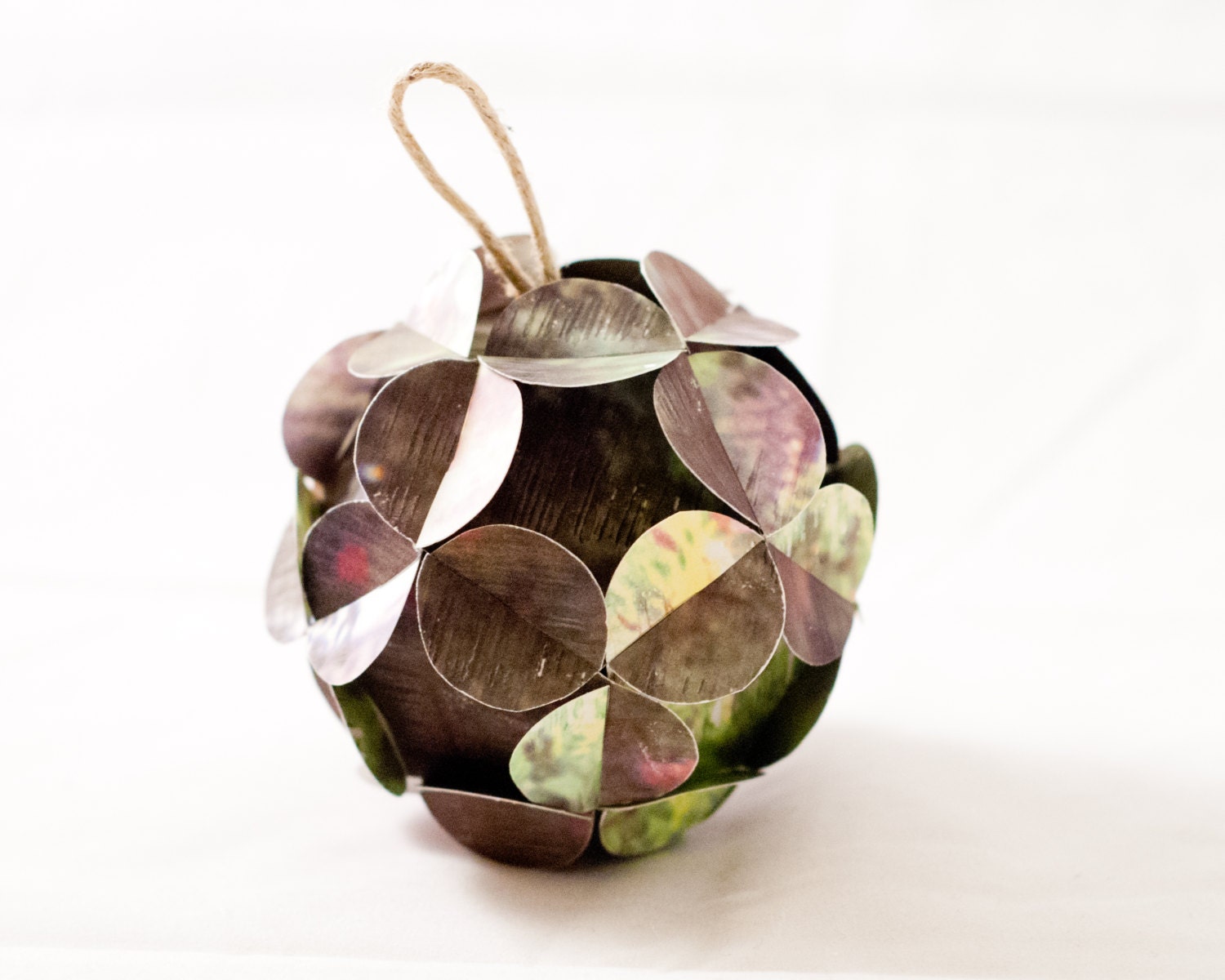 Purple Yellow Green Handmade Paper Christmas Ornament