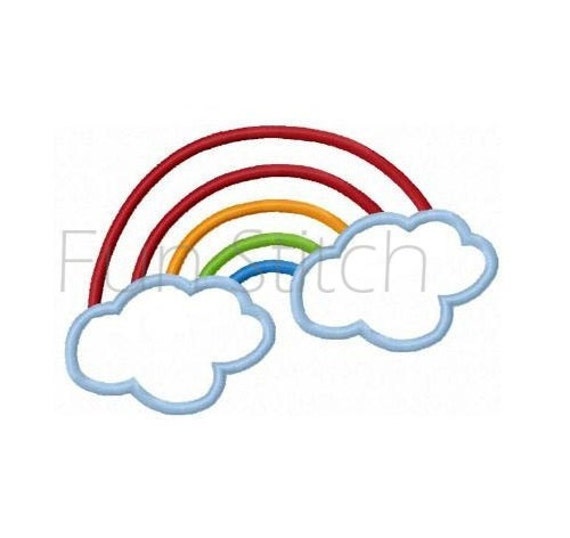 Rainbow applique machine embroidery design by FunStitch on Etsy