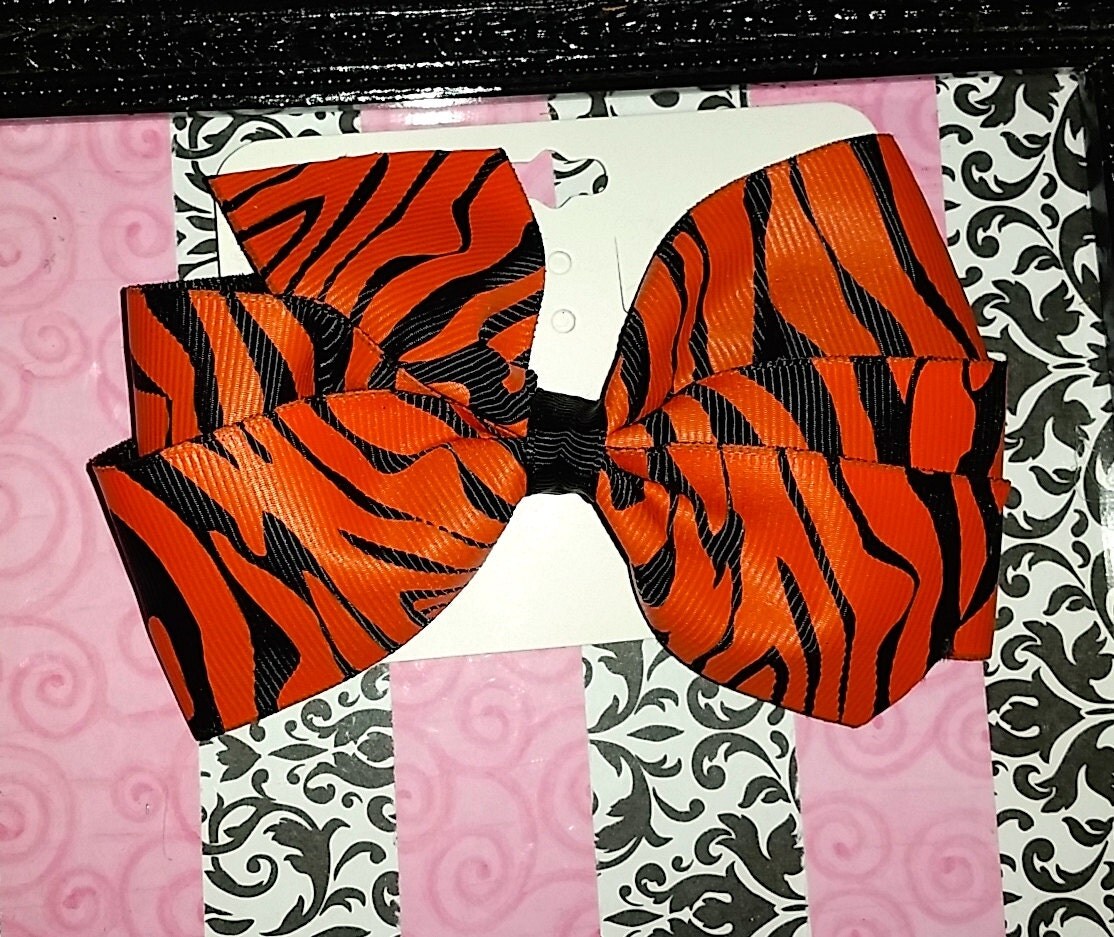 Tiger Hair Bow by peridot870 on Etsy