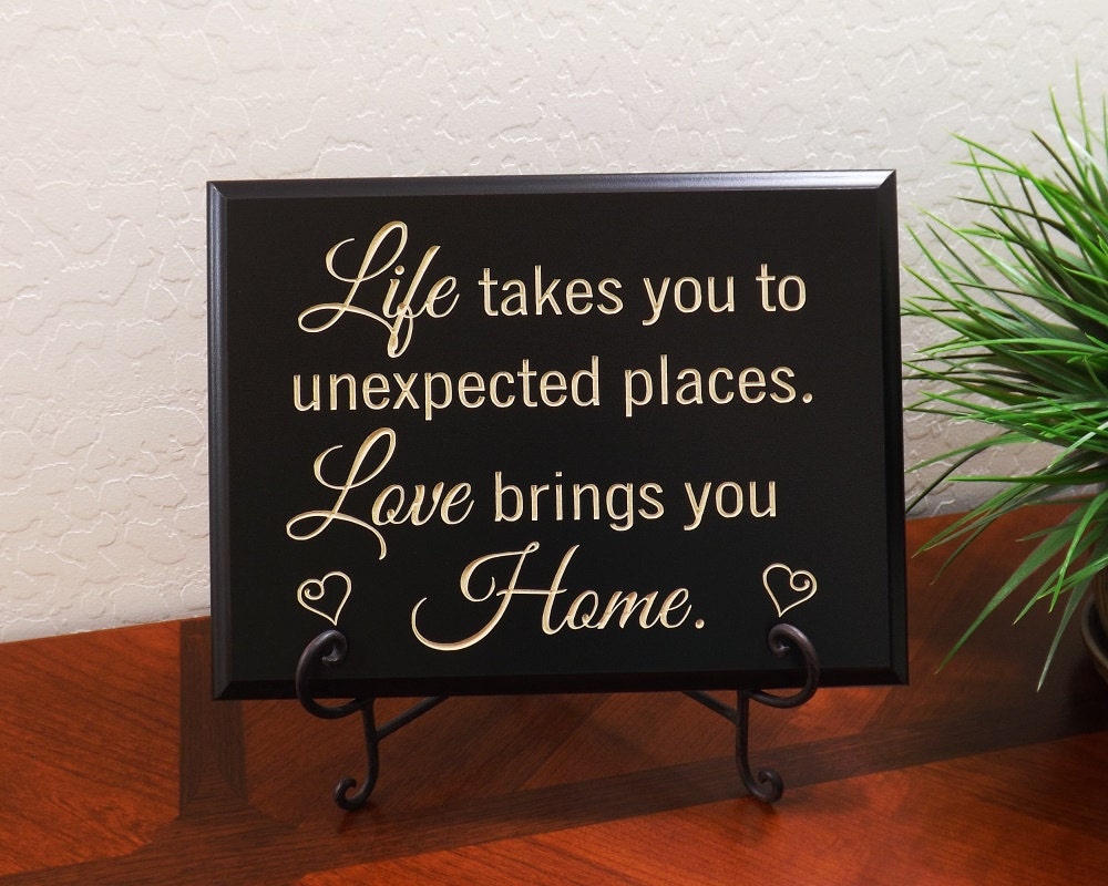 Decorative Carved Wood Sign with Quote Life takes you to