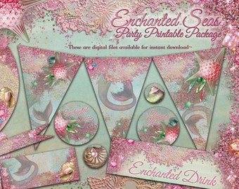 Mermaid Party Printable, Mermaid Party, Mermaid DIY Party, Party Printable