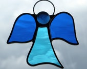 Stained Glass ornament (Angel) abstract in blues waterglass