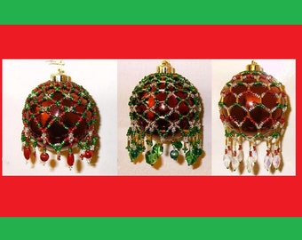 Victorian Inspired Beaded Ornament Cover Patterns - Set of Three (3) Tutorials - Bead Netting - .pdf instant download