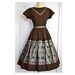 Vintage Patio Set // 2 Piece Top and Skirt Outfit // Brown with Silver, Red and Green Embellishments, Sz M