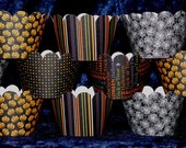 SAVE 60% READY To SHiP 12 HALLOWEEN Cupcake wrappers Clearance in 5 patterns Words Stripes Dots Pumpkins Spider webs Black Orange Green Il_170x135