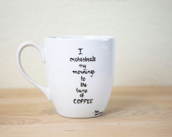 Quote Mug Hand Painted cup Ceramic Coffee mug personalized Mug Minimal ...