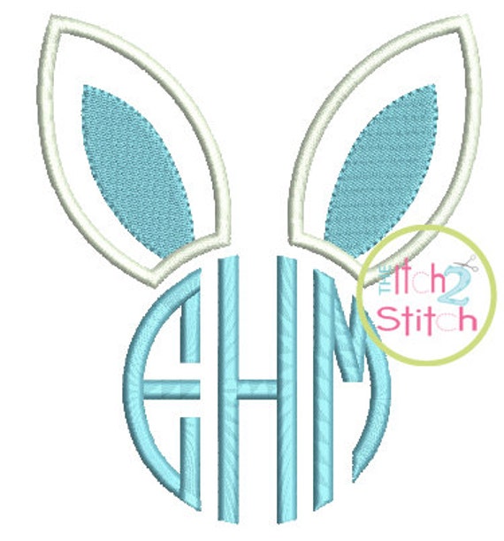 Bunny Ears Monogram Applique Design For Machine Embroidery shown with ...