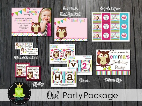 Owl Birthday Party Package - Owl Party Invitation Il_570xn