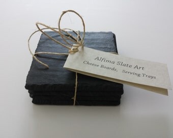 NATURAL SLATE COASTERS set of 4