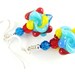 Turquoise Glass Bead Earrings, Autism Earrings, Lampwork Earrings, Red Yellow Blue Earrings, Lampwork Autism Jewelry, Beadwork Earrings