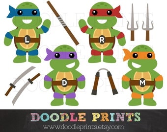 Clip Art Ninja Turtle Clip Art ninja turtle clipart etsy tmnt turtles digital clip art printable images teenage mutant design weapons personal use only