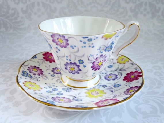 cheap Saucer saucer and  Vintage  Pink Chintz and Cup Saucer vintage cup  Teacup and  Chintz Floral