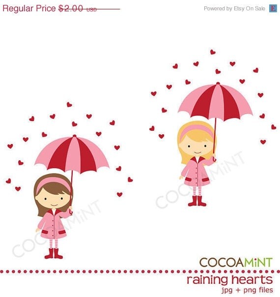 50% OFF SALE Raining Hearts Clip Art Il_570xn