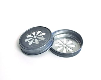 12 PEWTER Daisy Lids, Pewter Mason Jar Lids, Wedding, Baby Shower, Birthday, Favors, Pewter Mason Jar Daisy Lids, Table Setting, Candles