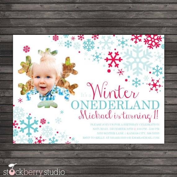 Winter Onederland Printable Invitation Red & Blue Il_570xn