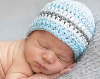 Baby Boy Hat, Ready to Ship, Crochet Baby Hat, Newborn Hat ...