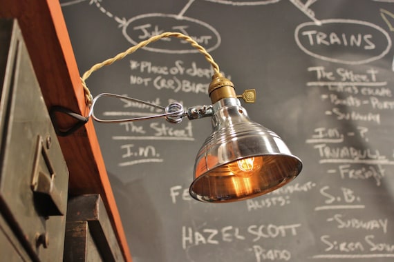 Vintage Industrial Clamp Lamp - Wall or Shelf Mount Task Light - Steampunk Lamp - Clamp Light - Pharmacy Lamp - Cafe Lighting by DWVintage steampunk buy now online