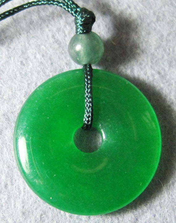 Green Malay Jade Circle Bi Pendant 24mm x 24mm T2091 by 8giftshop