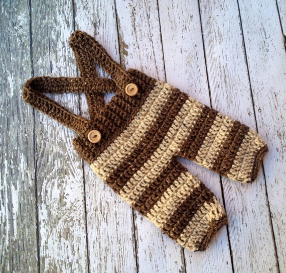Items similar to Crochet Baby Shorts/Pants with Suspenders Diaper Cover in Oatmeal and Barley