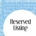 Reserved Listing for tanja0922