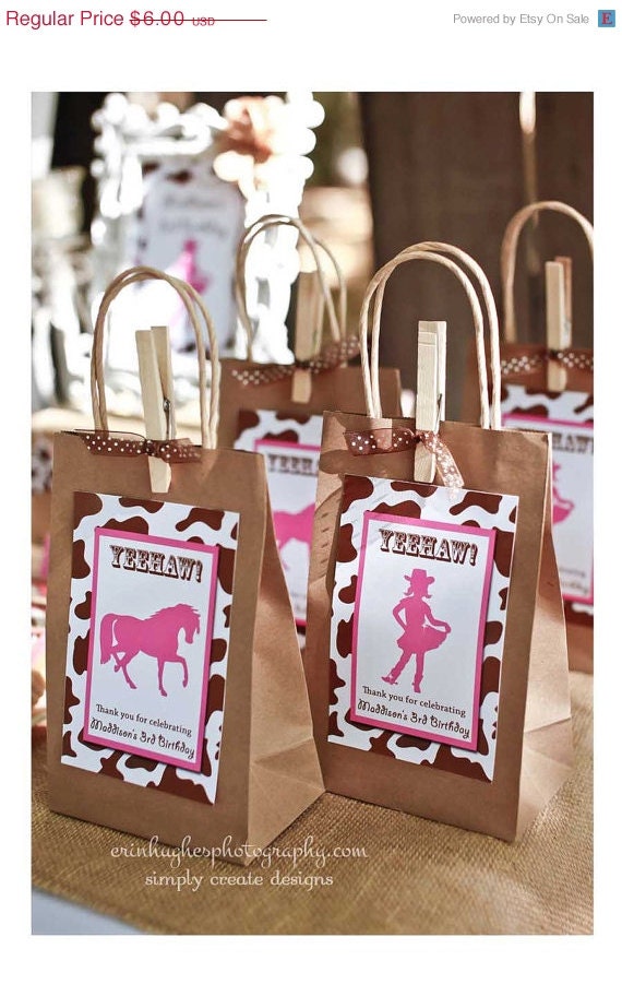 SALE Cowgirl Party Favor Bag Tag DIGITAL FILE 4x6 Jpeg Digital File Personalized Il_570xn