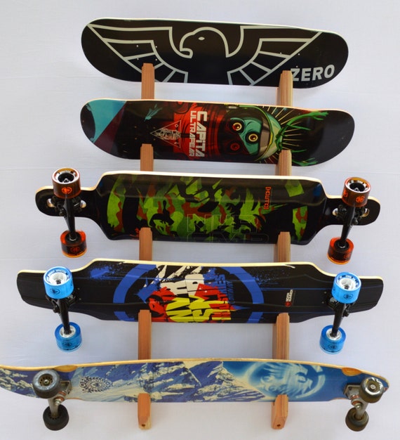 Skateboard Longboard Wall Rack Mount Holds 5 boards