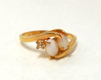 Karatclad+18+Kt+Hge Sweet Opal and Rhinestone Ring 18KT HGE Golg Filled 8 Womens October ...