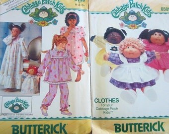 Vintage Cabbage Patch Kids Sewing Patterns from 1984 and 1986--patterns for you and your doll with iron on transfer