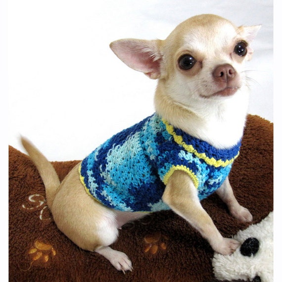 Items similar to Navy Blue Chihuahua Clothes Cotton Dog Sweaters Teacup