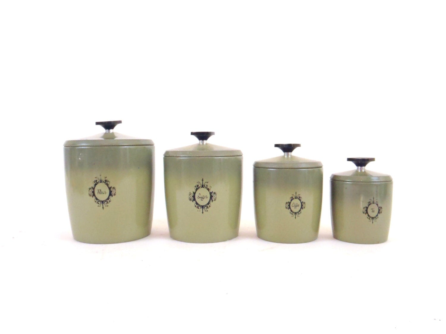  Kitchen  Canister Set  Green  Kitchen  Jar Set  Metal Canister Set 