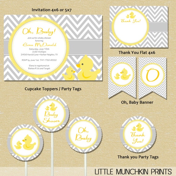 Duck Baby Shower Party Package / DIY Printable Personalized Package Il_570xn