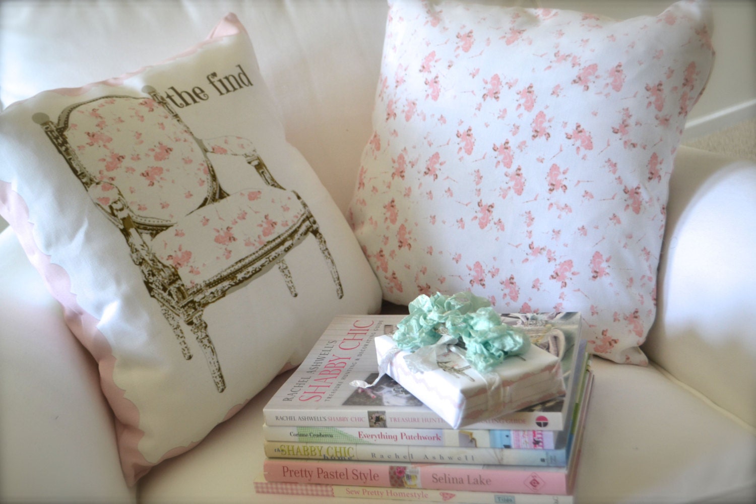 Two Pillow Covers Indoor A Shabby Chic pair of by frenchscript