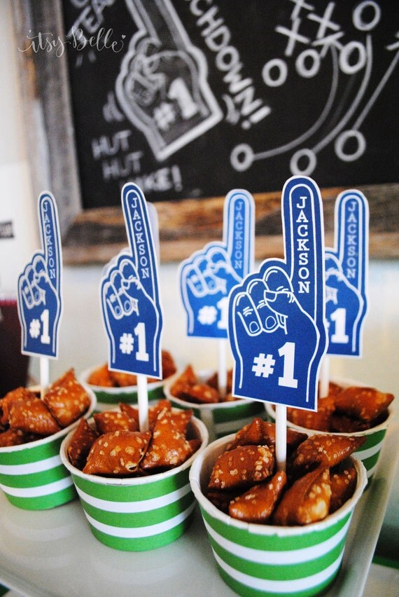 No. 1 Sports Fan Collection - blue or red PRINTABLE PARTY TOPPERS by Itsy Belle Il_570xn