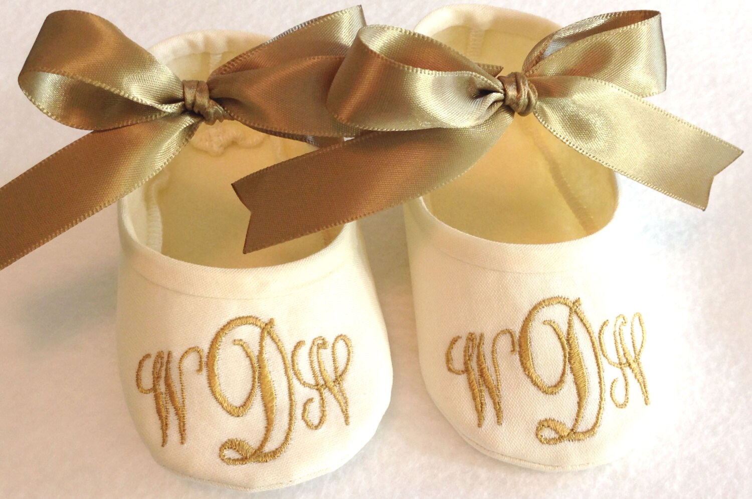 Baby Baptism Shoes Monogrammed Ivory Booties Baby Shoe