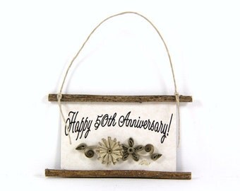 Quilled Magnet 365- Happy 50th Anniversary- Golden Anniversary Gift, Ornament, Gift Basket Item, Celebrate 50 Years