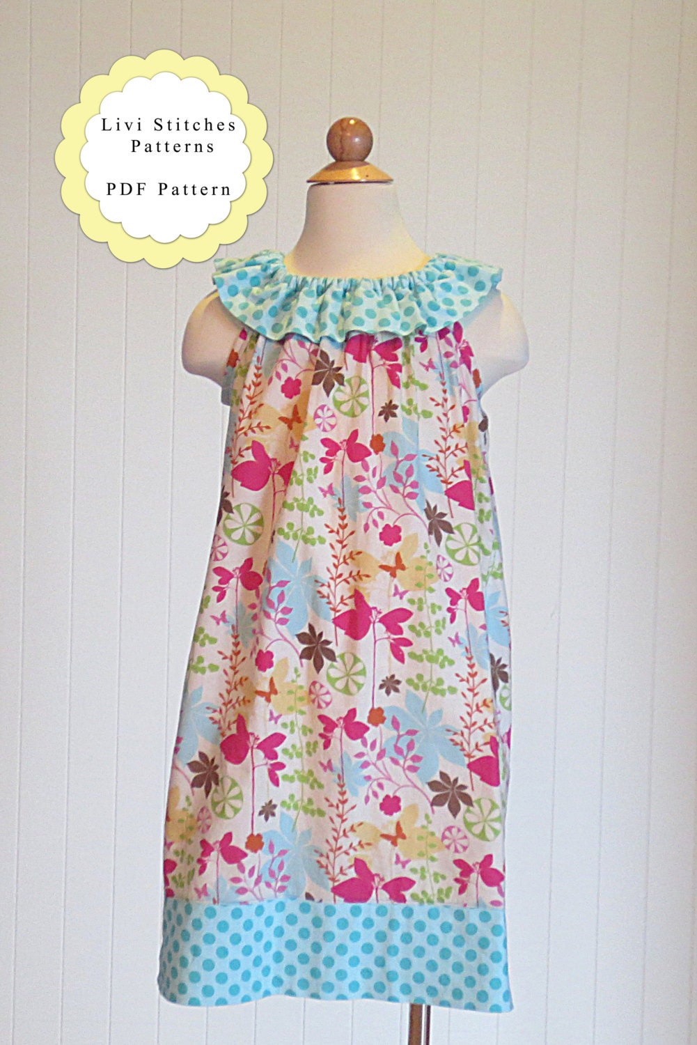 Lily Ruffle Neck Dress Sewing Pattern PDF Sewing Pattern
