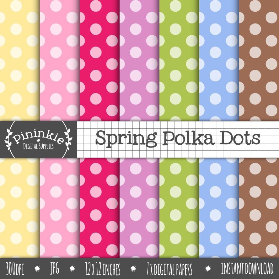 Polka Dots Digital Paper Polka Dot Scrapbook Paper by Pininkie