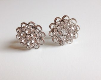 Bridal Plugs, 00g Plugs, 1/2" Rhinestone Flower Plugs Formal Gauges 9/16" Wedding Plugs 000g 7/16 Gauged Earrings Acrylic/Steel/Wood Tunnels