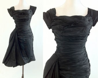 Items similar to 1950's Vintage Black Roses-Applique Silk-Satin Couture ...