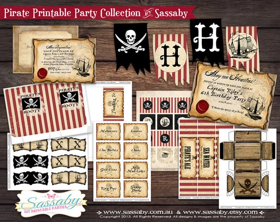 Pirate Boys Birthday Party Collection - INSTANT DOWNLOAD - Editable & Printable Birthday Party Decorations by Sassaby Il_570xn