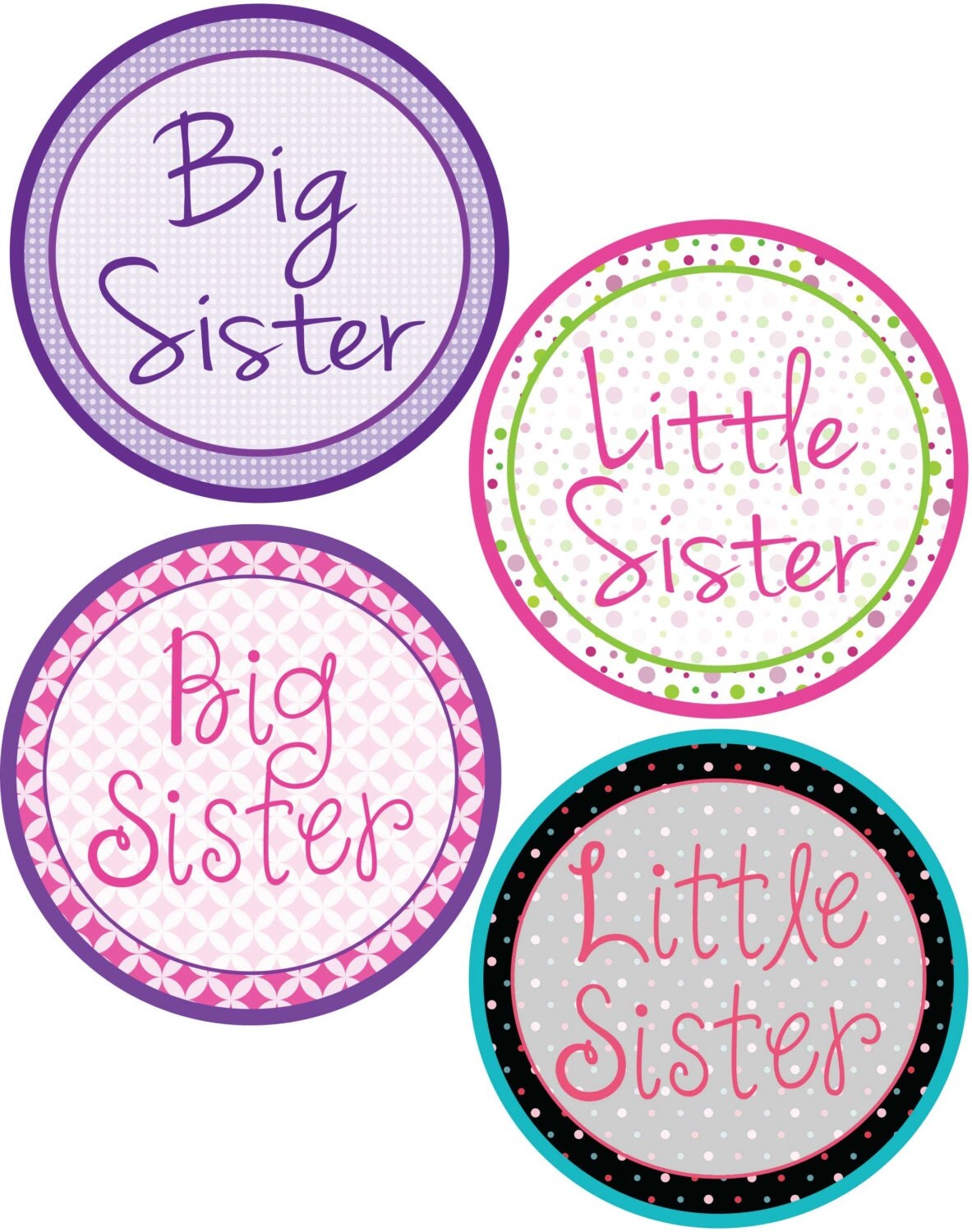 Big &amp; Little Sister Stickers Photo Prop Announcement Photo